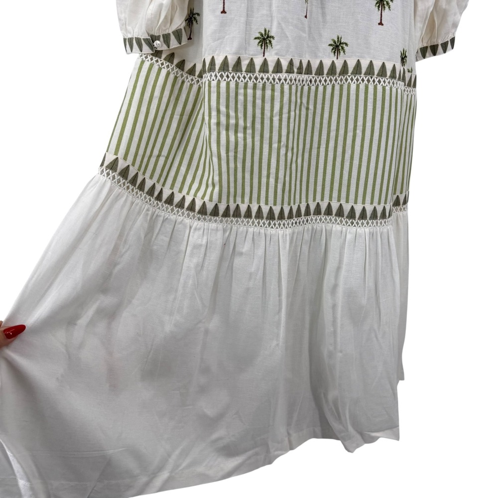 Farm Rio Milian Branco Farm Palm Tree Embroidered Maxi Dress Boho Women's Large - Picture 6 of 16